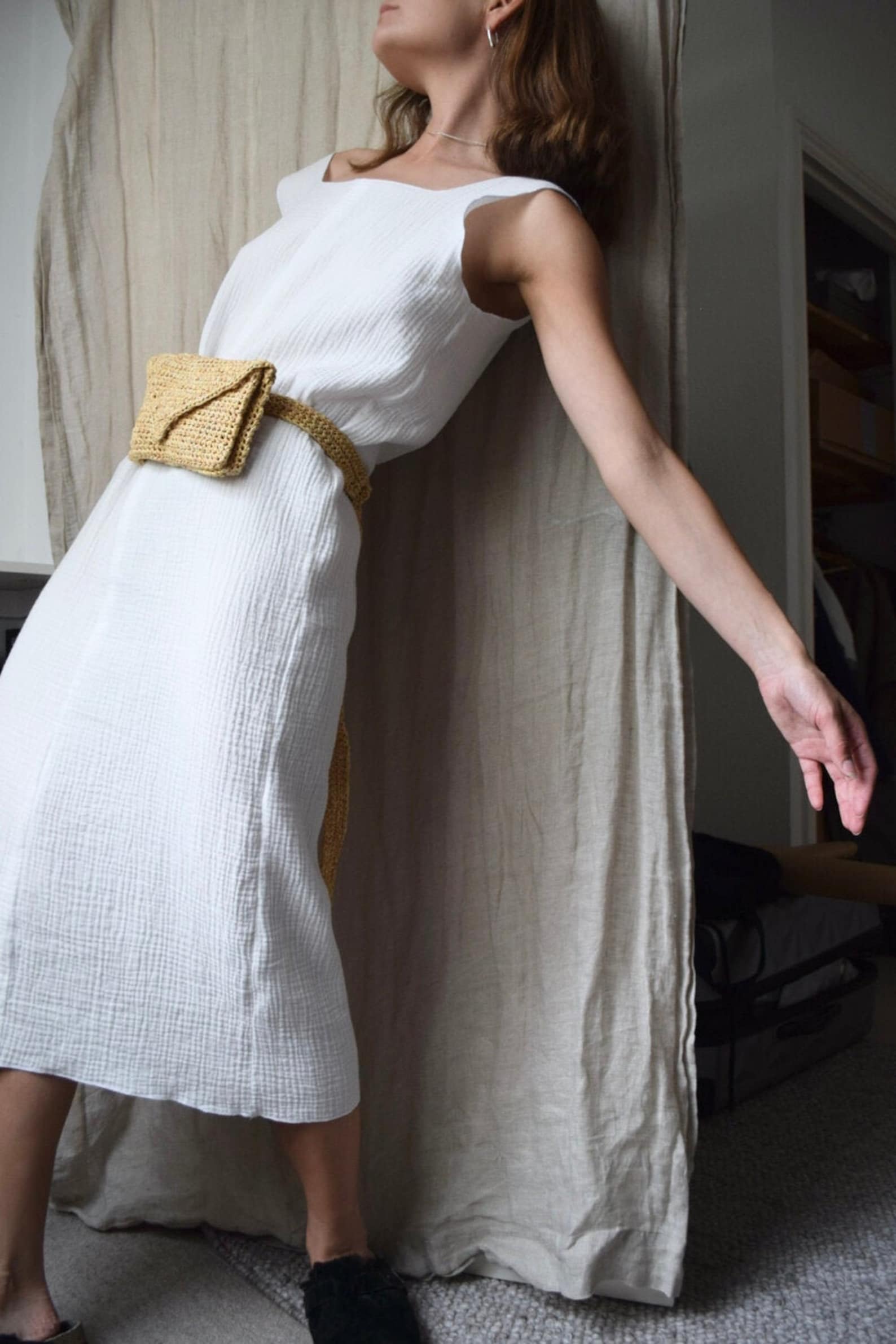 Organic Double Gauze White Cotton Long Dress Etsy