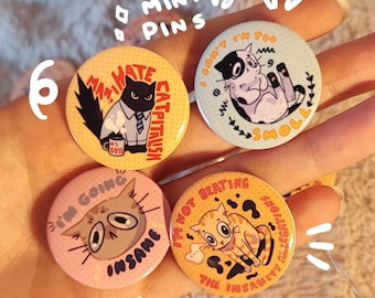 Funny Silly Cats - Mini Button pins