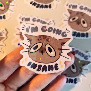 Je suis fou de chat - sticker holographique amusant et mignon