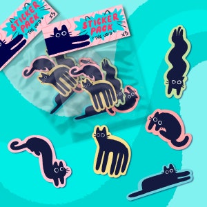 Gato preto bobo - Pacote de adesivos