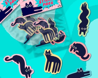 The void, Silly Black Cat - Sticker pack - Glossy Vinyl Stickers
