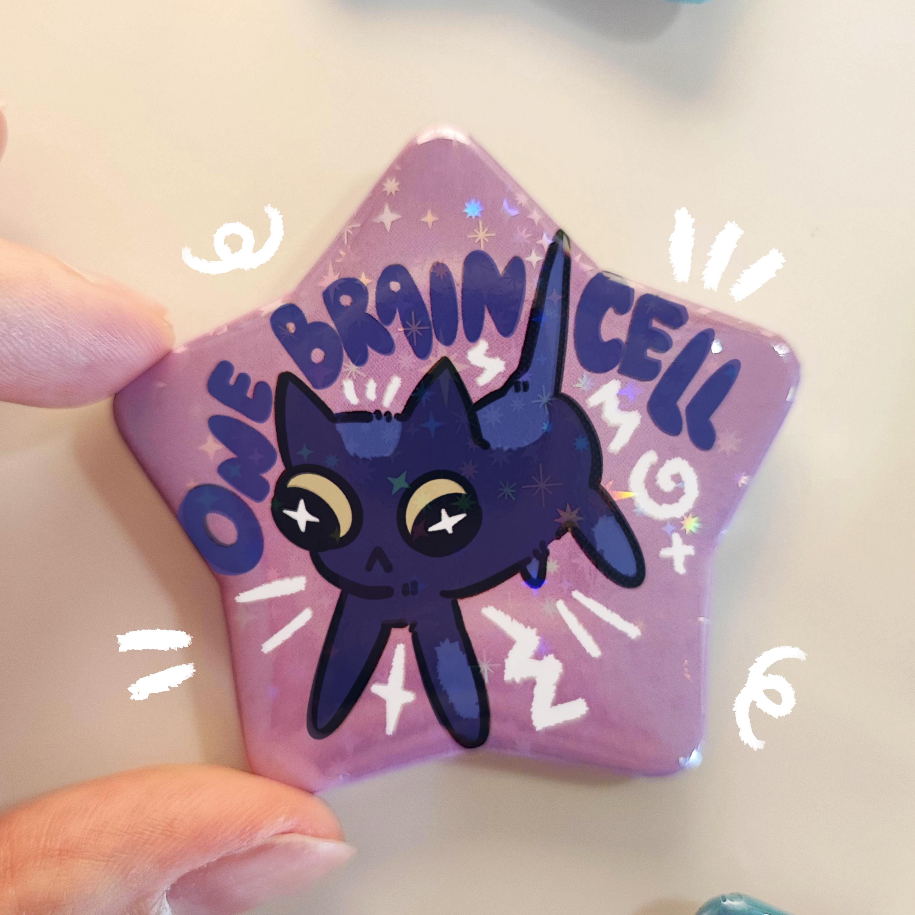 Silly Kitty Star Button Pin – Funny Cartoon Badge - Etsy