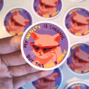 Chat mème internet stupide - Sticker imperméable en vinyle