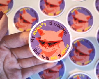 Silly Iconic Meme Cat - Vinyl Glossy Sticker