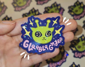 Silly Alien Cat - Vinyl Sticker