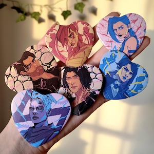 Arcane Button heart pins - Jinx, Vi, Ekko, Viktor, Jayce and Caitlyn