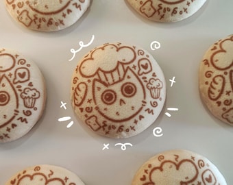 Baker Cat - Plush Button Badges