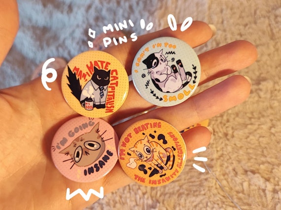 Funny Silly Cats - Mini Button pins