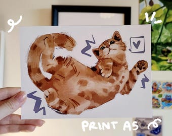 Orange Cat Art Print - A5 semi matte print