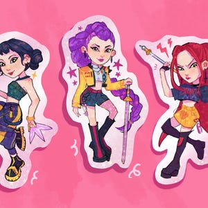 Adesivi in vinile Kpop Demon Hunters - Huntr/x, Rumi, Zoey e Mira