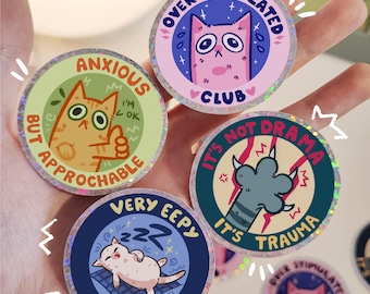 Mentally Unstable Club Funny Cats - Vinyl waterproof sticker