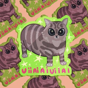 Sticker mème OIIA Silly Cat - Sticker vinyle brillant !