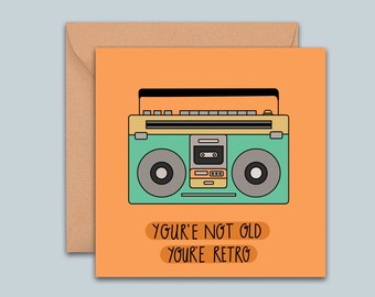 Carte D Anniversaire Retro Etsy