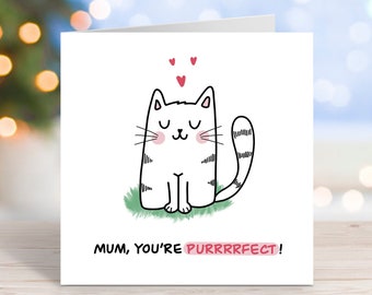 Mother's Day Card Cat Kitten Lover PURRFECTLY LOVELY MUM Greeting UK Printed Mother's Day Card Cat Kitten Lover PURRFECTLY LOVELY MUM Greeting UK Printed