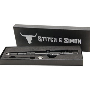 Herren Geschenk -Tactical Survival Pen - Glasbrecher, LED-Licht, Multitool Qualitätsstift | Geschenk für Papa, Ihn, Geburtstagsgeschenk | Premium Geschenkbox