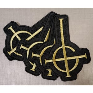 Ghost Papa Emeritus Embroidery Patch | Golden Detailed Embroidery Grucifix Symbol | Band Ghost