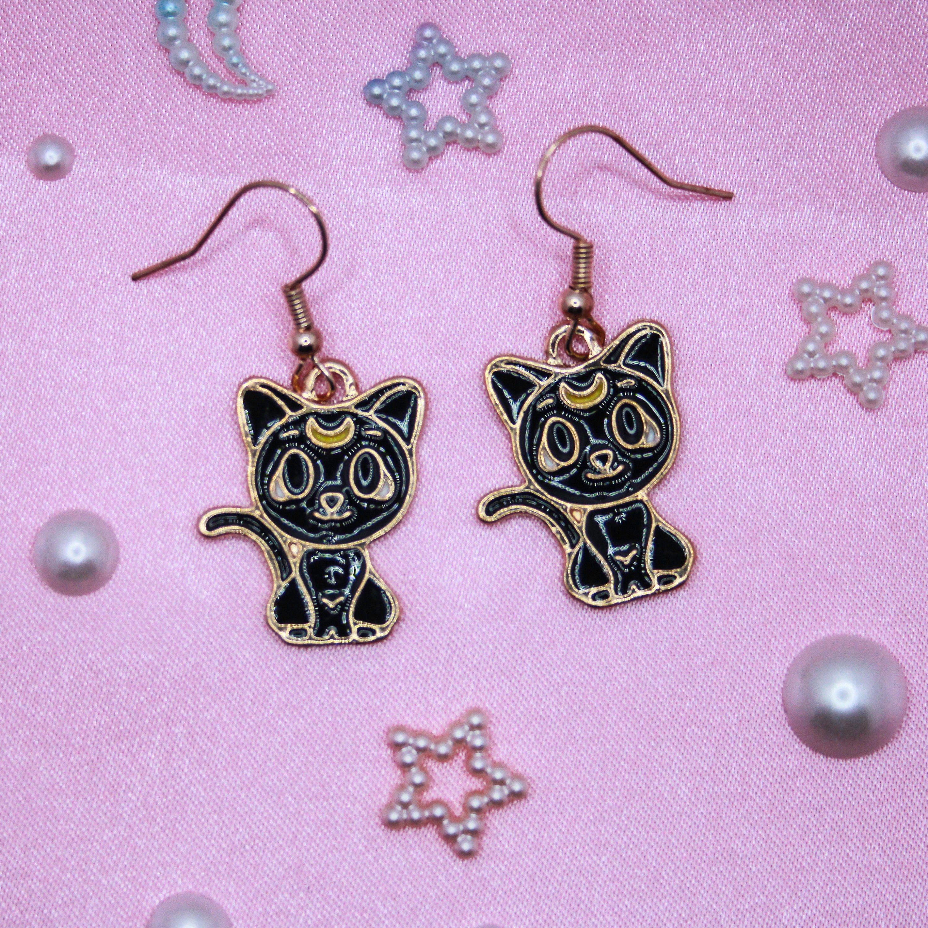 Super cute anime earrings cute character earrings cat Etsy