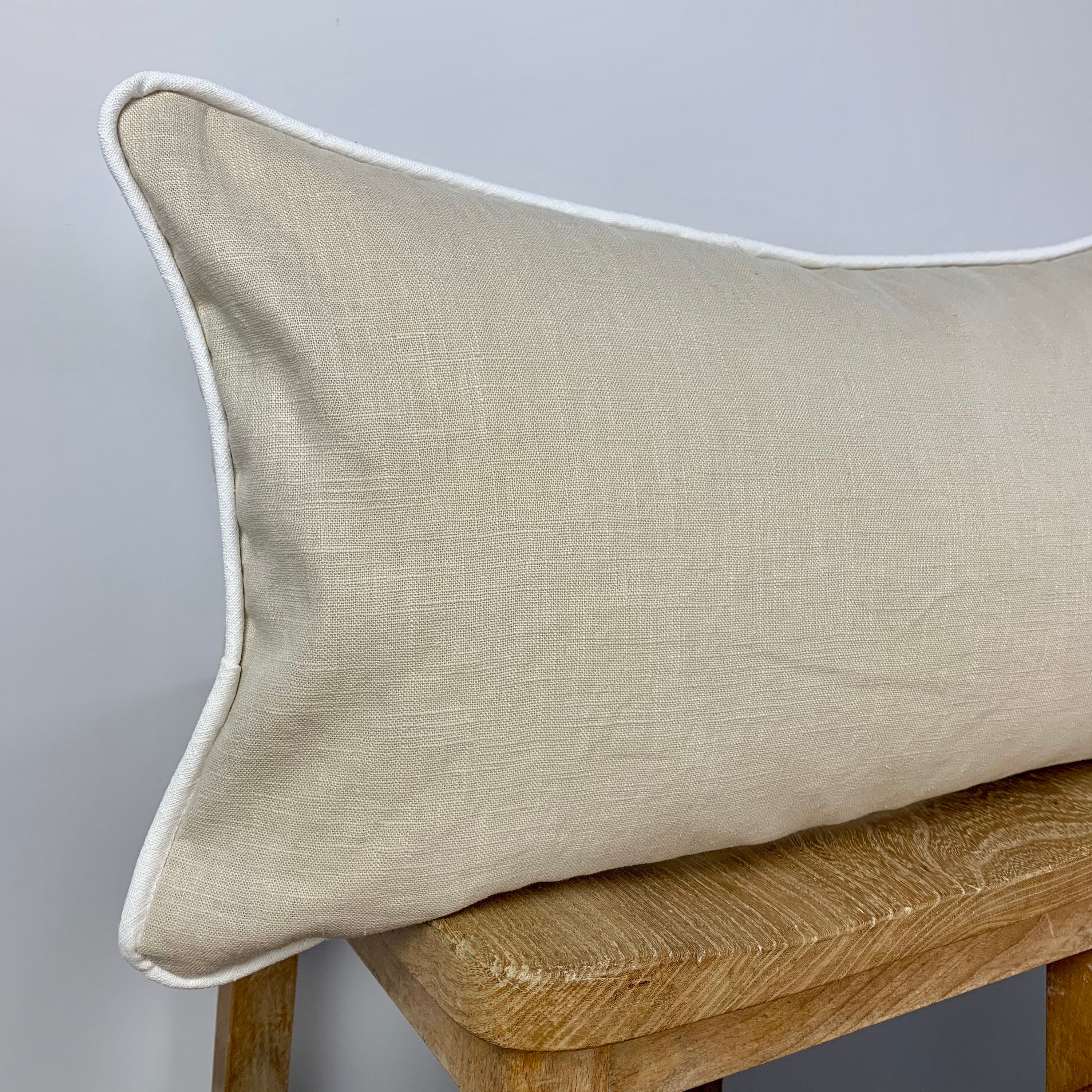 Rectangular Natural Linen Piped Edge Cushion Cover Etsy