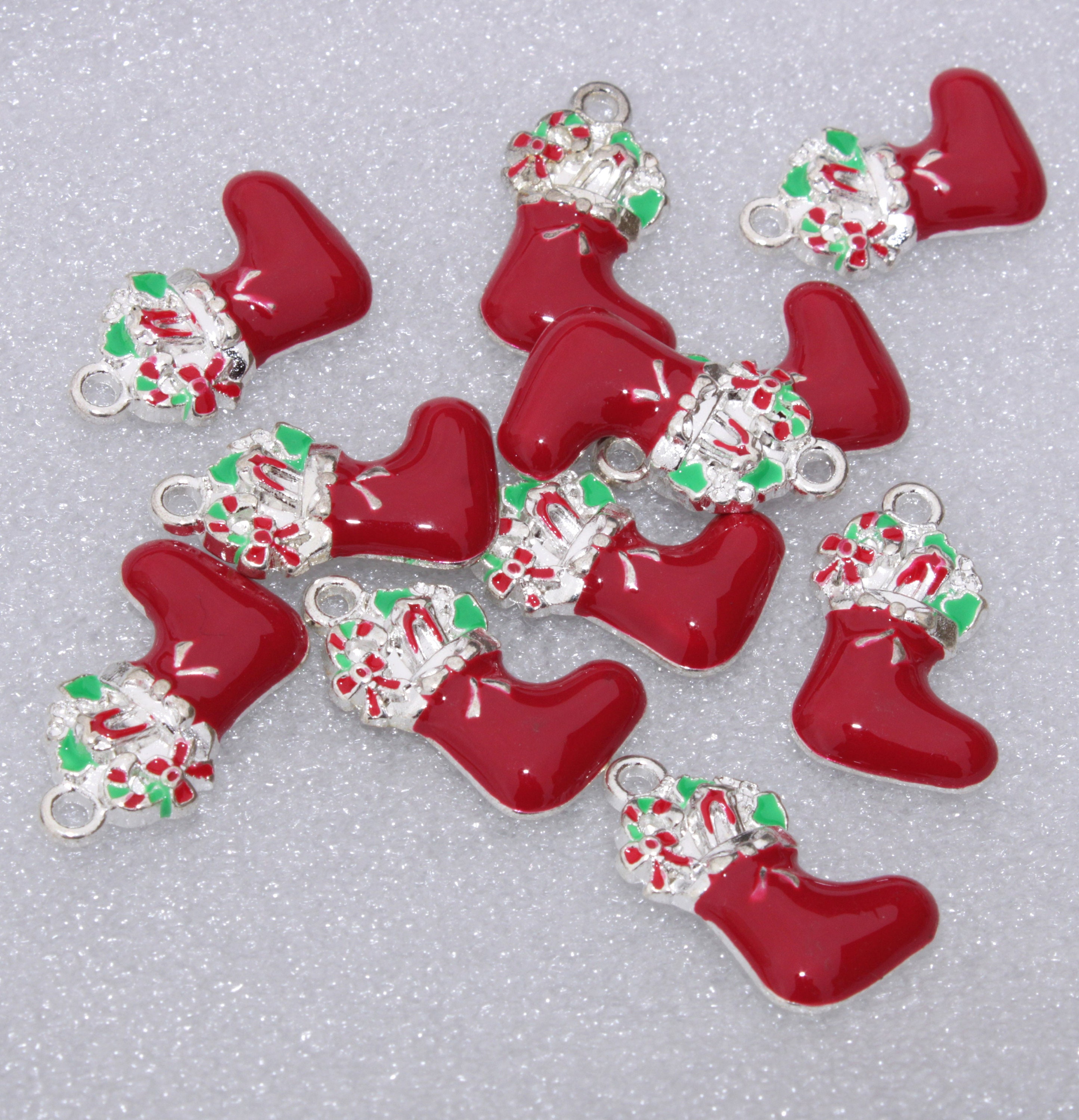 Christmas Charms for Jewelry Making Red Green Bow Charm Pendants for DIY Earring Bracelet Necklaces Holiday Clothes Sewing by Fablise Craft