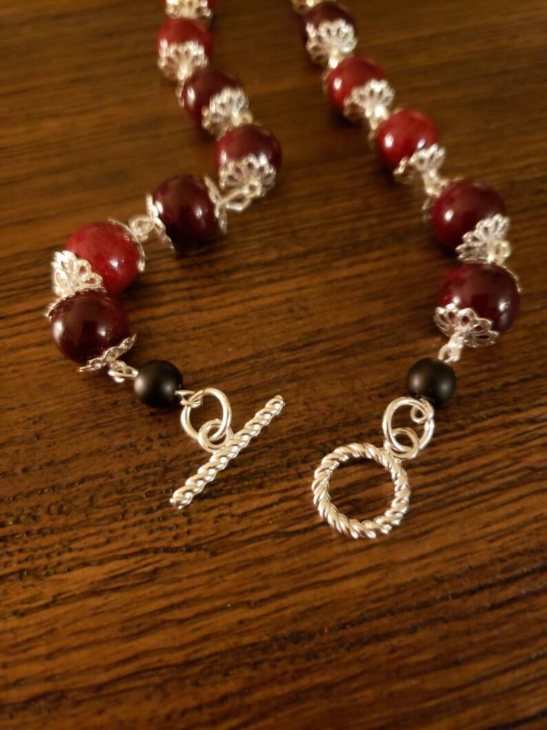 Dark red and silver necklace