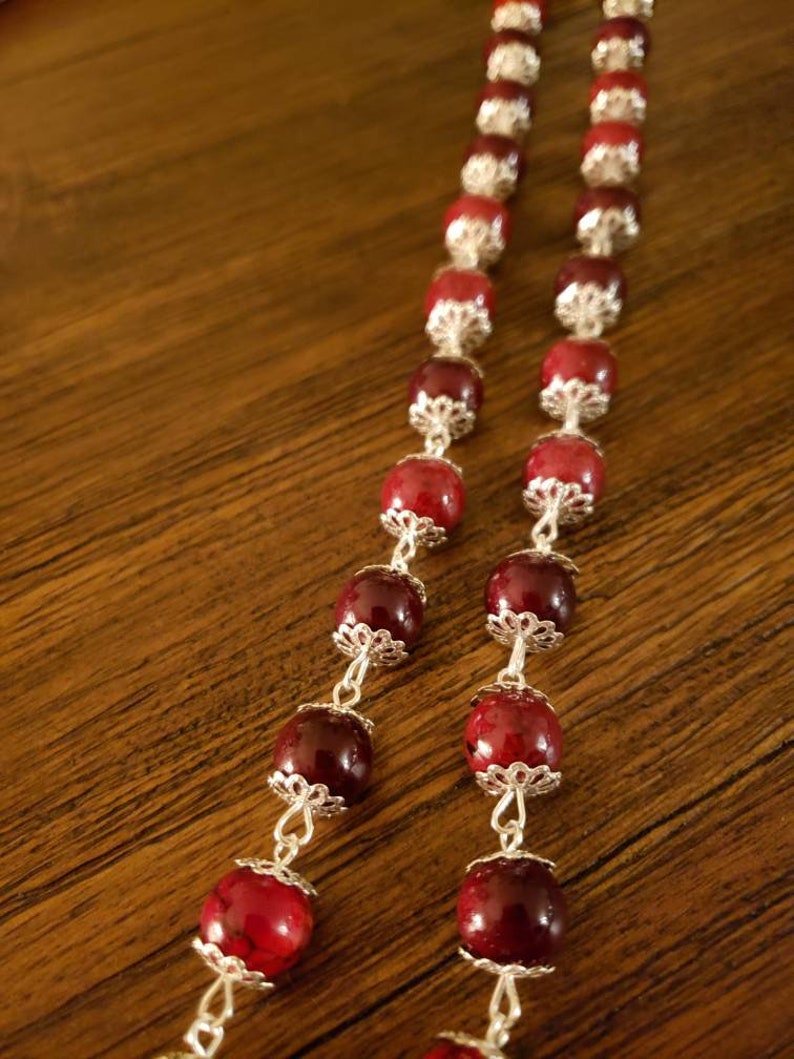 Dark red and silver necklace