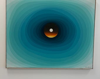 Pintura original acrílica sobre lienzo de mediados de siglo de Kurt Larisch, Op Art, Abstracto.