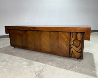 Mid Century Brutalist United Furniture Tiki Coffee Table - Shipping Not Free, Msg for Estimate