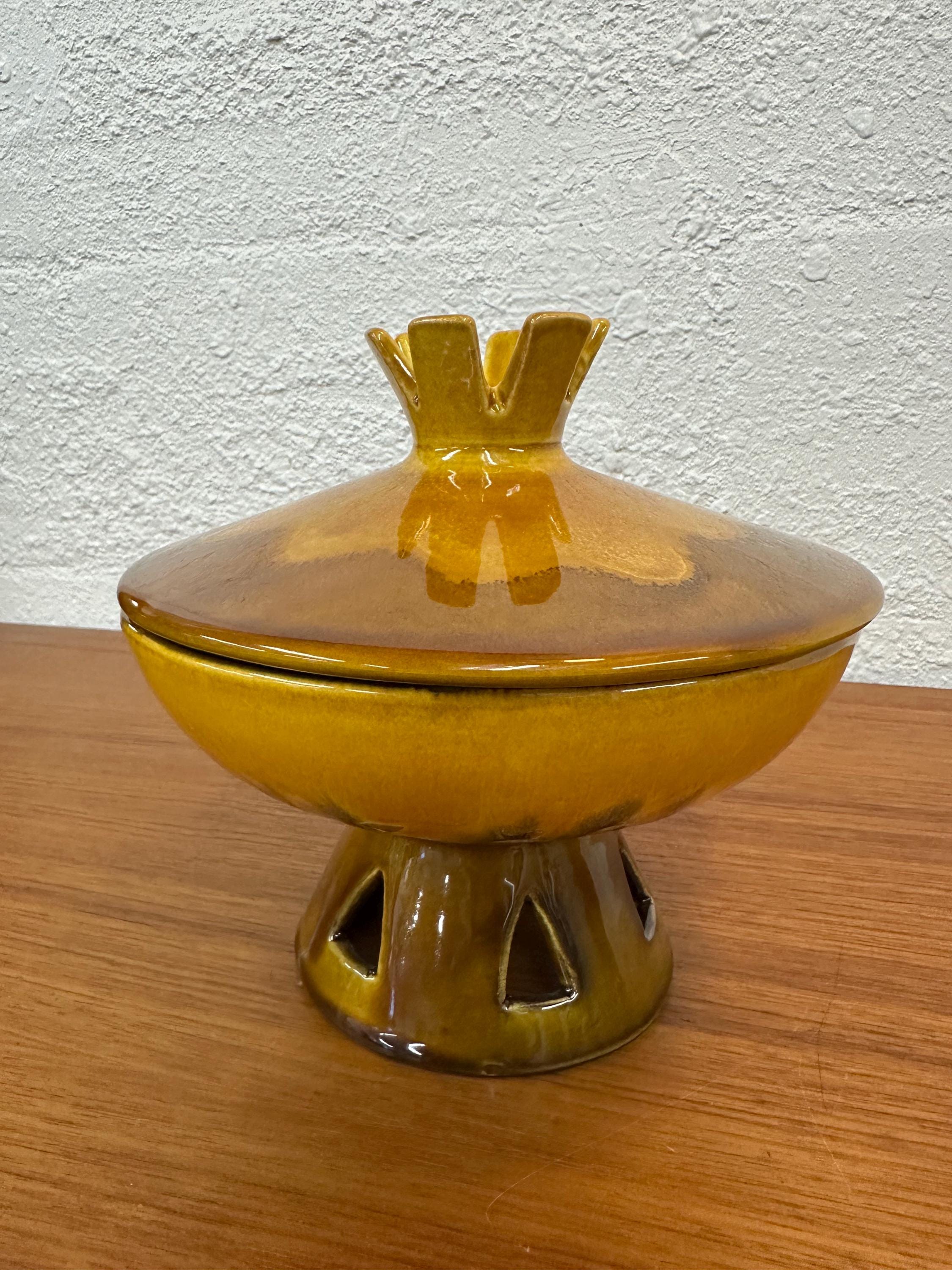 Vintage Royal Haeger Atomic MCM Yellow and Brown Glaze 707-S