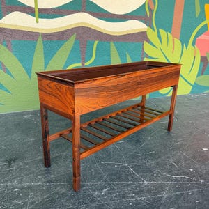 Mid Century Danish Rosewood Planter Magazine Rack Console -Shipping Not Free, Msg for Estimate