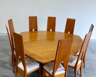 Unique Artisan Postmodern Sculptural Dining Set, Table and 9 Chairs - Shipping Not Free, Message for Estimate