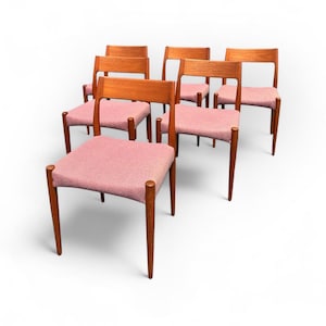 Mid Century Modern Danish Teak Dining Chairs, Set of 6 - Shipping Not Free, Message for Estimate