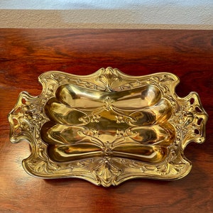 Antique German Art Nouveau Brass Decorative Tray c.1910’s