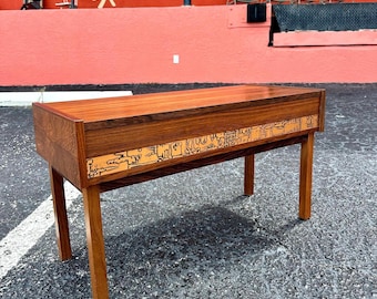 Petite Danish Mid Century Rosewood and Copper Console by J. Holmer-Hansen
