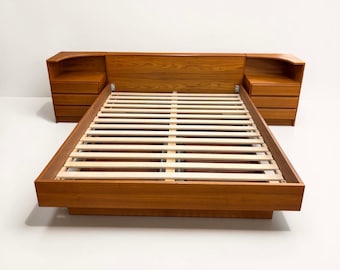 Vintage Danish Style Queen Platform Bed and Nightstands - Shipping Not Free, Message for Estimate