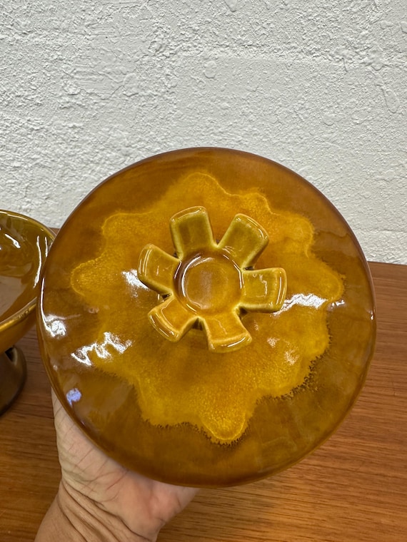 Vintage Royal Haeger Atomic MCM Yellow and Brown Glaze 707-S