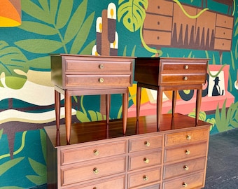 Mid Century Willett Solid Cherry Nightstand Pair - Shipping Not Free, Message for Estimate