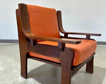 Italian Mid Century Rosewood and Leather Lounge Chair-Shipping Not Free, Msg for Estimate