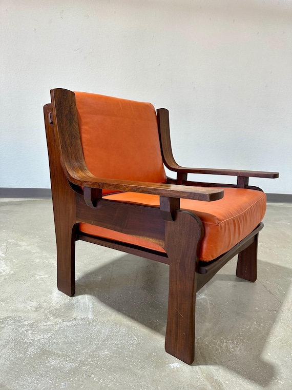 Italian Mid Century Rosewood and Leather Lounge Chair-Shipping Not Free, Msg for Estimate