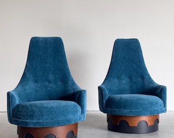 Restored Mid Century Adrian Pearsall Strictly Spanish Swivel Club Chair Pair - Shipping Not Free, Msg for Estimate