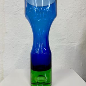 Bo Borgström for Åseda Mid Century Modern Swedish Art Glass Vase, Blue and Green