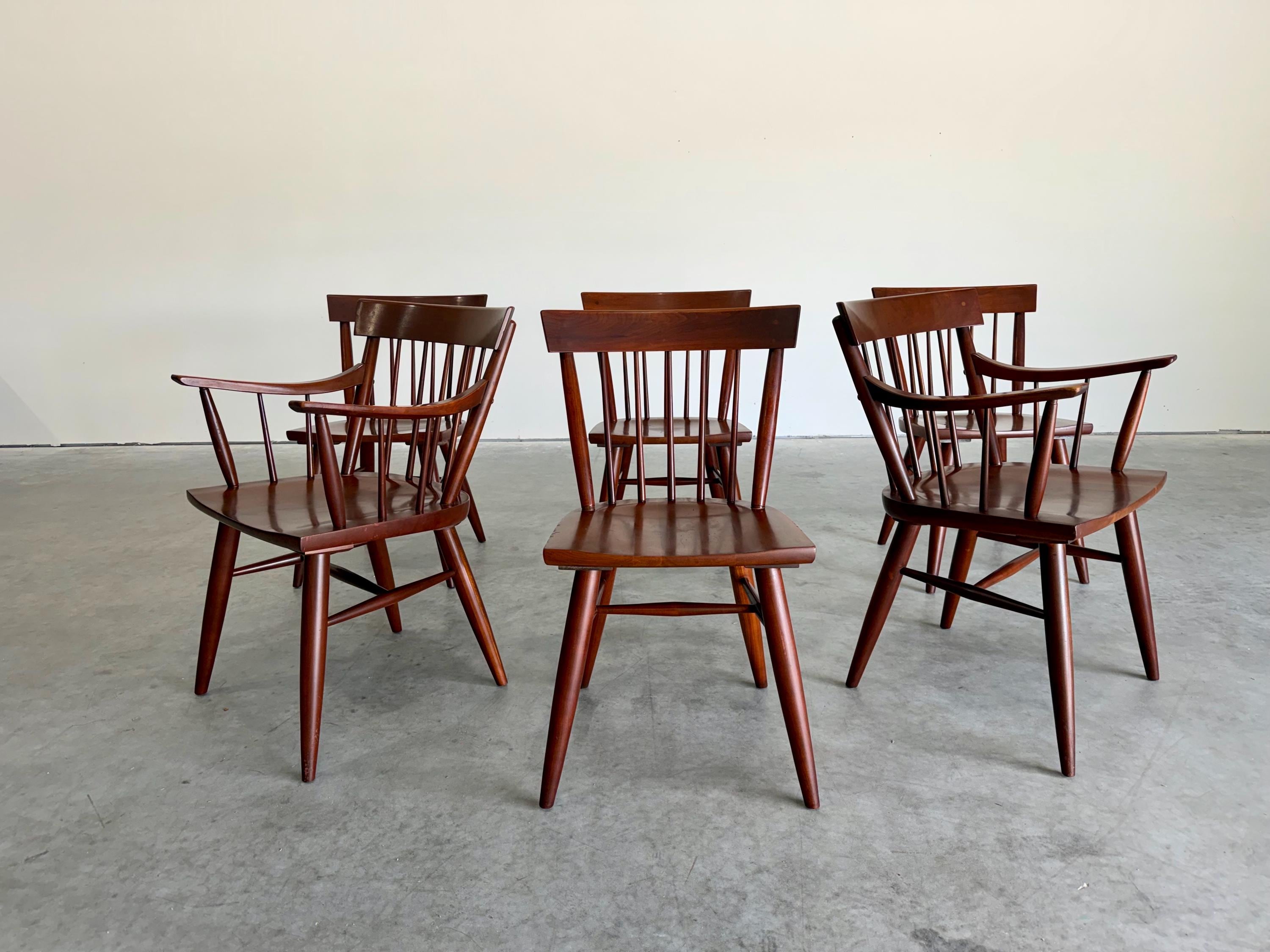 レトロ ミッドセンチュリー Mod モダン クリスマスセール10,000円 Mid Century Modern Solid Cherry Windsor Style Dining Chairs by