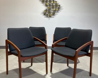 1960s Set of 4 Danish Modern Paper Knife Dining Chairs by Kai Kristiansen - Shipping Not Free, Msg for estimate
