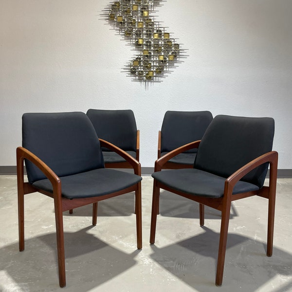 1960s Set of 4 Danish Modern Paper Knife Dining Chairs by Kai Kristiansen - Shipping Not Free, Msg for estimate