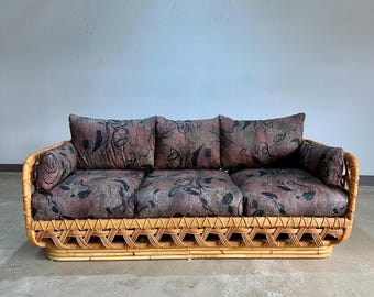 Mid Century Danny Ho Fong for Tropi-Cal Basket Weave Rattan Sofa - Shipping Not Free Msg For Estimate