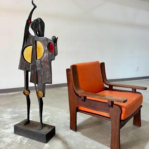 Large Brutalist Steel and Glass Figurative Sculpture - Shipping Not Free, Msg for Estimate