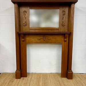 Antique Tiger Oak Fireplace Mantle Surround - Shipping Not Free