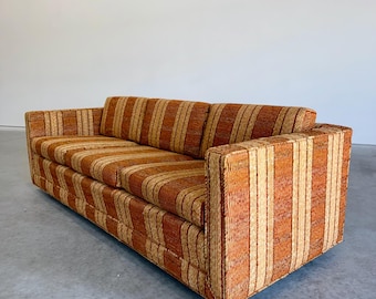 Mid Century Modern Founders Furniture Nubby Striped Sofa - Shipping Not Free, Msg for Estimate