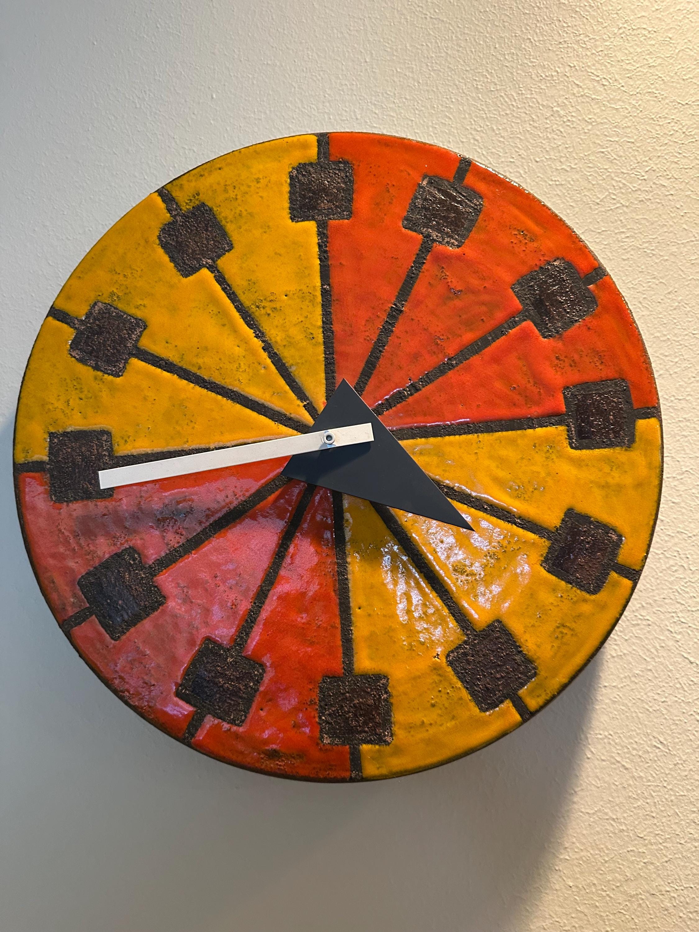 Mid Century Bitossi George Nelson Ceramic Pizza Slice Wall Clock