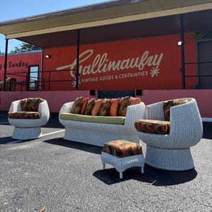Mid Century Eero Aarnio style Wicker Rattan  Bubble Mushroom Sofa - Shipping Not Free Msg For Estimate