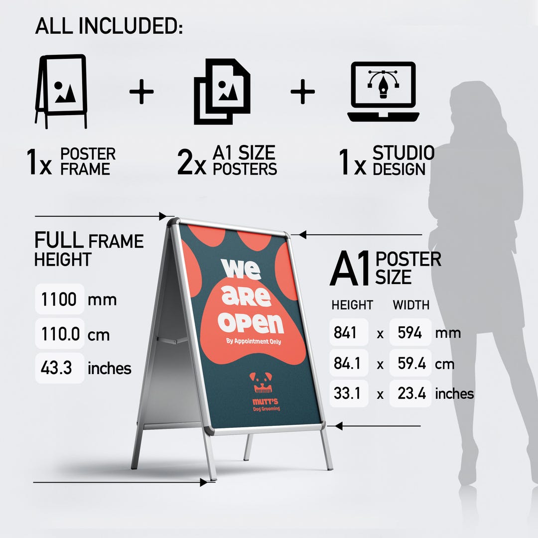 A1 Pavement Sign: Silver Aluminum Frame With Custom Design - Etsy
